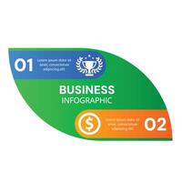 Infographic 2 step chart list leaf style with business concept template and icons design vector