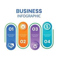 Business data concept stylish 4 step infographic chart with icons design vector