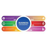 Infographic designed 6 step modern template with business success icons vector