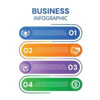 Business timeline infographic template with icons designed with icons and 4 options or steps vector