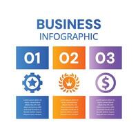 Modern 3 step chart list infographic template with business icons design vector