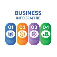 Modern 4 step Infographic chart list template with business icons design vector