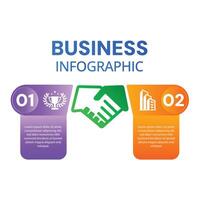 Creative business infographic handshake template with icons and 2 options or steps modern design vector