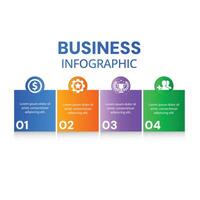 Business modern 4 step infographic chart list template with icons and workflow layout design vector