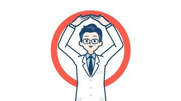 Doctor old man pose making circle arms with alpha channel.mov video