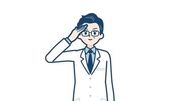 Doctor old man Salute serious expression with alpha channel.mov video