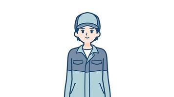delivery man Blink and smile quietly with alpha channel.mov video