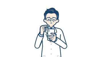 doctor old man smartphone trouble with alpha channel.mov video