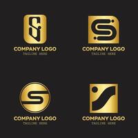 S logo set golden color with business and company branding design vector