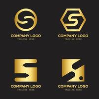 S logo set business and company with golden color branding design vector