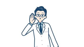 Doctor old man listen to rumors with alpha channel.mov video