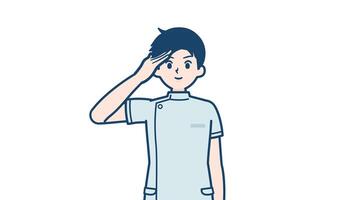 nurse man salute serious expression with alpha channel.mov video