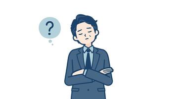 businessman middle think and not understand with alpha channel.mov video