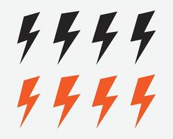 Lightning Bolt Silhouette Icons. Electric Bolt Icon Collection. Power Lightning Bolt Icons Set. Thunderbolt Icon Set. vector