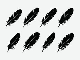 Feather Icon Set. Feather Icon Collection. Feather Symbol Pack. Soft Feather Icon Set. Elegant Feather Silhouette. vector