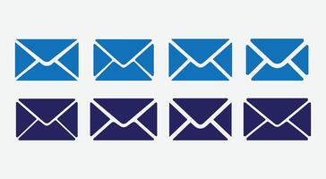 Email Envelope Icon Collection. Colorful Email Envelope Icons. Email Icon Set. Flat Email Envelope Icons Set. Email Silhouette. vector