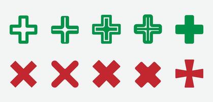 Plus and Cross Icon Collection. Medical Plus and Cross Icons. Plus and Cross Set. Minimal Plus and Cross Icons. vector