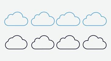 Cloud Icon Silhouette Set. Cloud Icon Pack for Web and Apps. Minimal Cloud Silhouettes Collection. vector