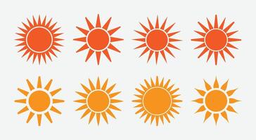 Sun Icon Set. Sun Icon Collection. Shiny Sun Icons Set. vector