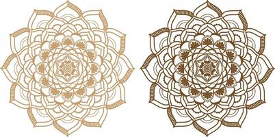 Two golden mandalas on white background vector