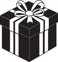 Black and white gift box with bow illustration vector