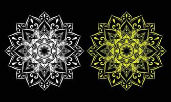 Two different colored mandalas on a black background vector
