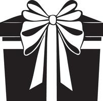 Black and white gift box with bow on white background vector
