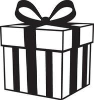 A black and white gift box with a bow vector