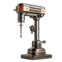 Retro Drill Press with a Sturdy Metal Base and Detailed Parts png