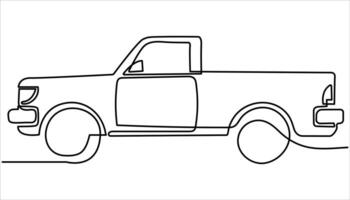 Small Car Continuous one line drawing. Minimalist black linear sketch isolated on white background illustration. vector