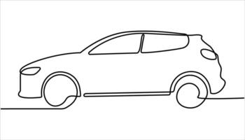 Abstract Small Car Continuous one line drawing. Minimalist black linear sketch isolated on white background illustration. vector