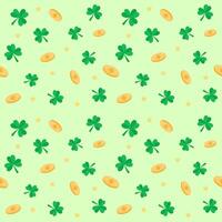 A seamless pattern with shamrocks and coins vector