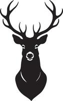 A black and white deer head silhouette on a white background vector