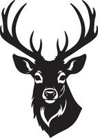 A black and white deer head on a white background vector