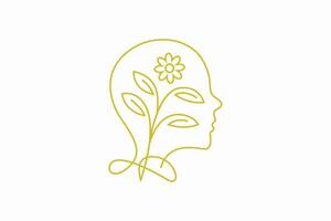 Holistic Mental Health and Wellness Logo Design Featuring Brain and Nature Elements for Positive Wellbeing vector