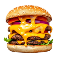 Mouthwatering Burger with Realistic Details on Transparent Background png