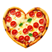 A heart shaped pizza with tomatoes and cheese png