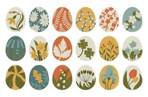 Decorative Easter Eggs with Floral Patterns vector