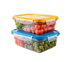 Two plastic containers with vegetables and fruit png