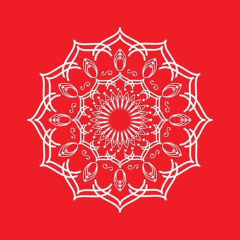 A red and white circular pattern on a red background vector