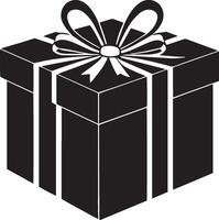 Black gift box with bow on white background vector