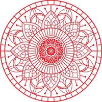 A red circular mandala design on a white background vector