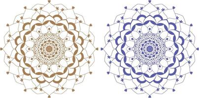Two circular designs with blue and brown colors vector