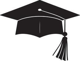 A black graduation cap with a tassel vector