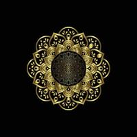 Golden mandala on black background vector