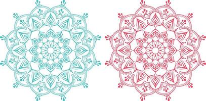 Two different colored mandalas on white and red vector