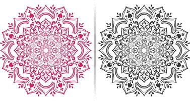 Two different colored mandalas on white and red vector