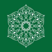 A white flower design on a green background vector