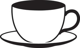A black and white cup and saucer on a white background vector
