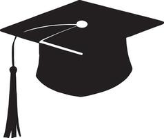 A black graduation cap with a tassel on it vector
